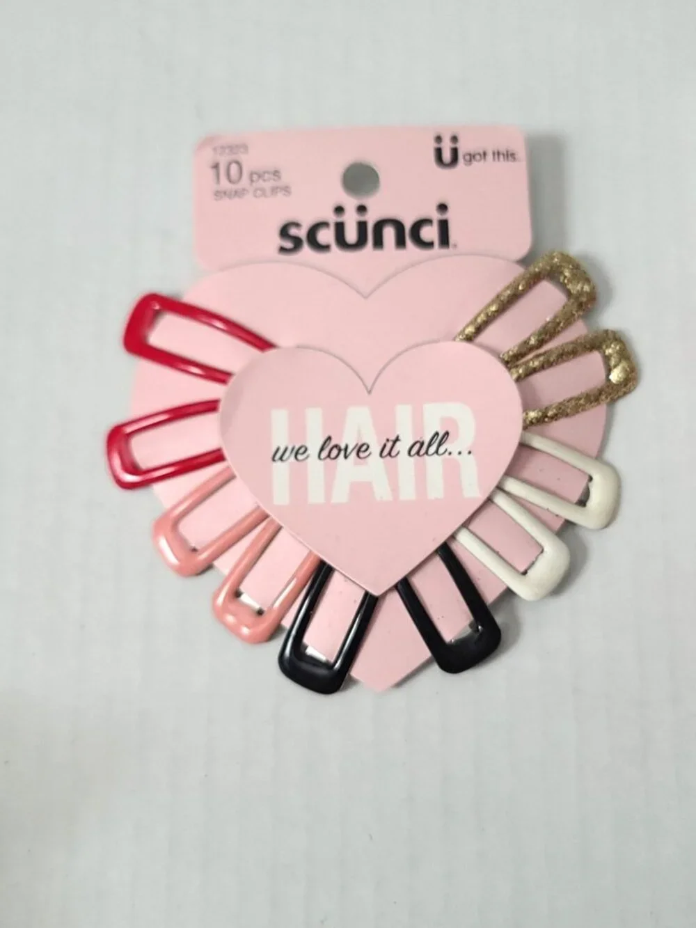 Scunci Mixed Lot 6pc Mini Heart Jaw Clips, 10pc Snap Clips, 12 pc Elastic NEW